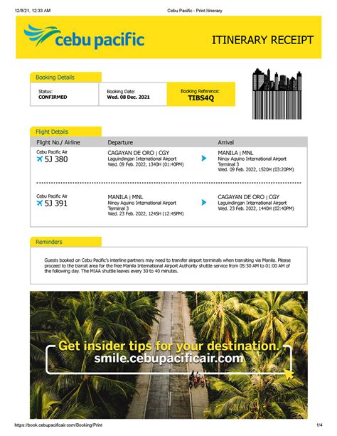 flight status cebu pacific|cebu pacific itinerary receipt.